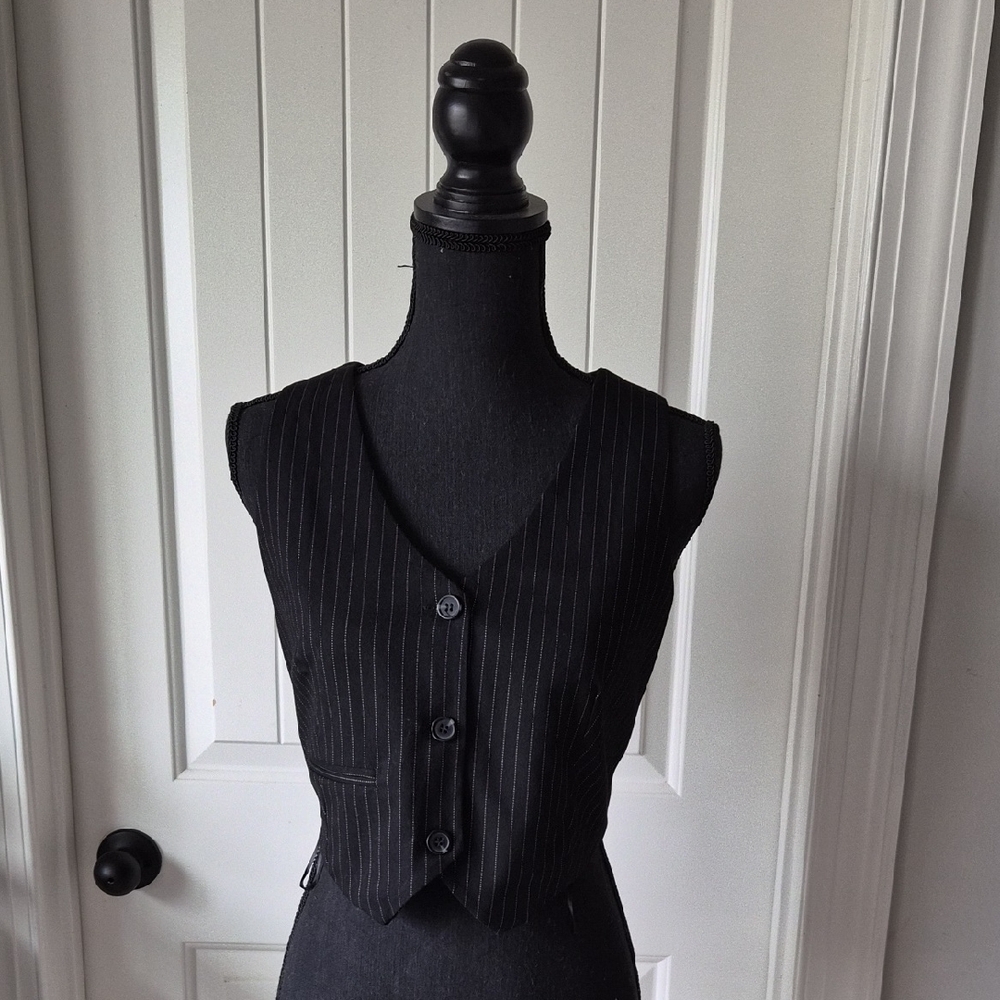 Black Pinstripe Vest